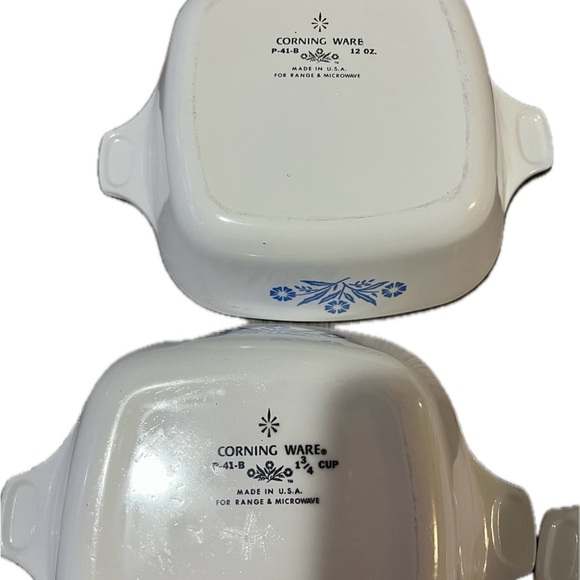 Corning ware P-41-B 12oz. made in USA White Dishes with Blue Cornflower (4) - Picture 5 of 10